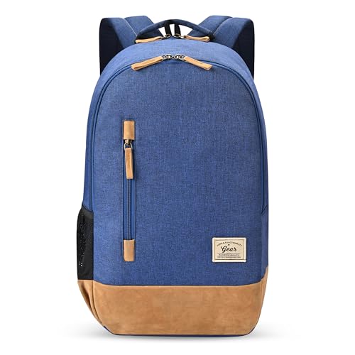 Gear Campus8 25L Medium Water Resistant School Bag/Casual Backpack/Travel Daypack/Kids Bag/College Bag for Boys/Girls/Men/Women (Royal Blue-Brown)