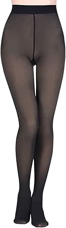 Women Thermal Lined Translucent Pantyhose Winter Fleece Tights Stockings- Black | The Warehouse - View #4
