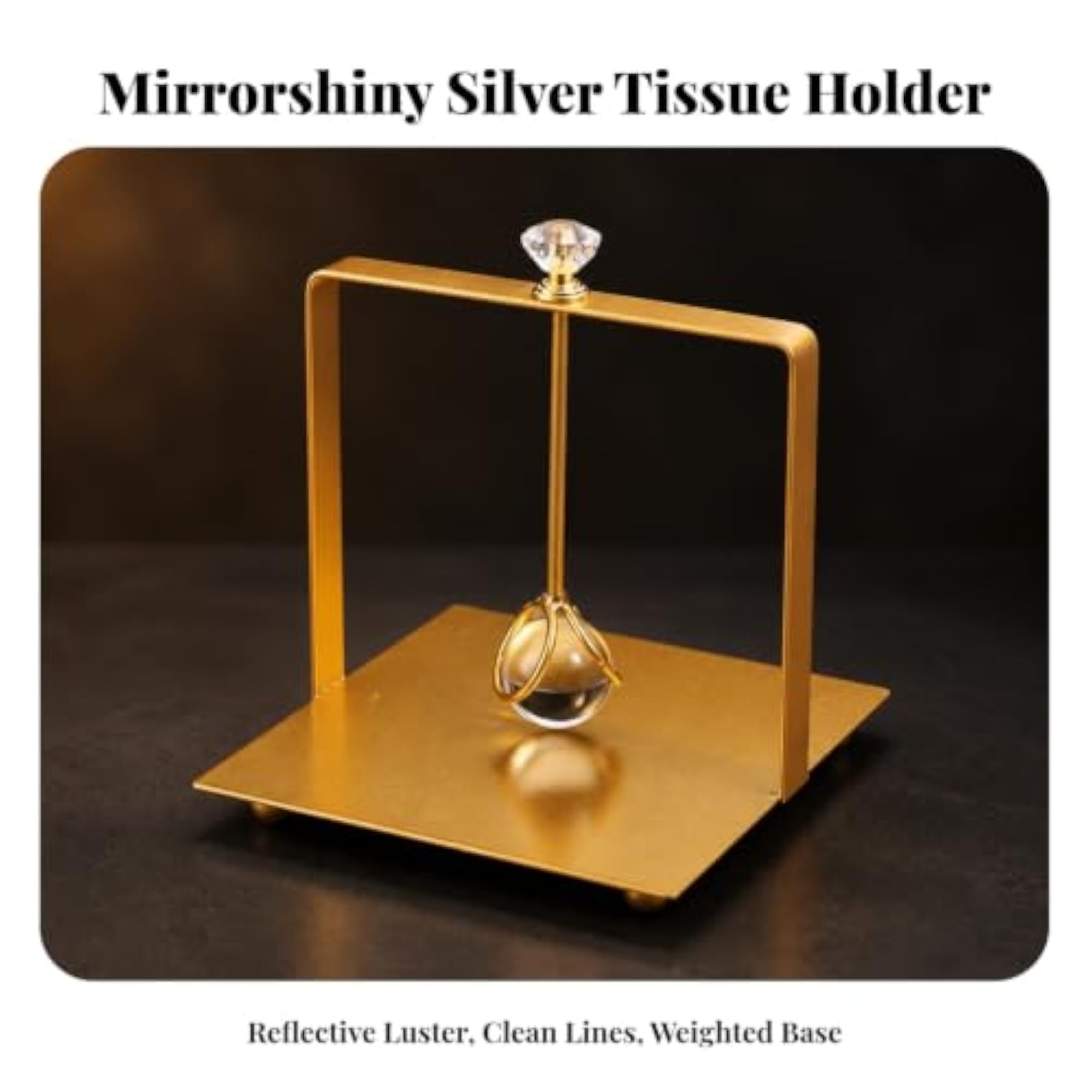 Metal Tissue Holder with Weighted Rod, Modern Design