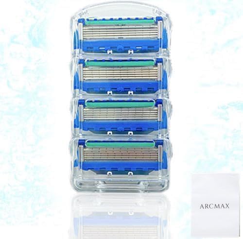 【日本企業】ARCMAX ジレット 替刃 ジレット替刃 電動 5枚刃 プログライド フュージョン 互換(スカイブルー, 4個)