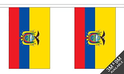 Flagtex Ecuador Fabric Bunting – 9m with 30 Flags – Fabric for Indoor & Outdoor Use – String Flags Banners Ecuadorian South America Latin America Andes