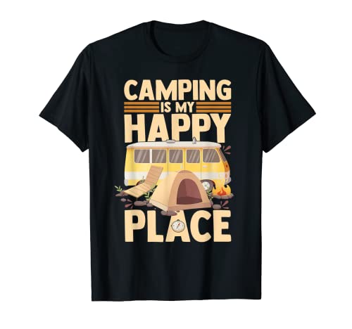 RV Camping Happy Camper Van Glamper Glamping Queen T-Shirt