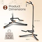 GLEAM Guitar Stand - Adjustable Fit Electric, Classical Guitars and Bass, Load Capacity 20LB, Accessories, Folding Type Black (CG-4)
