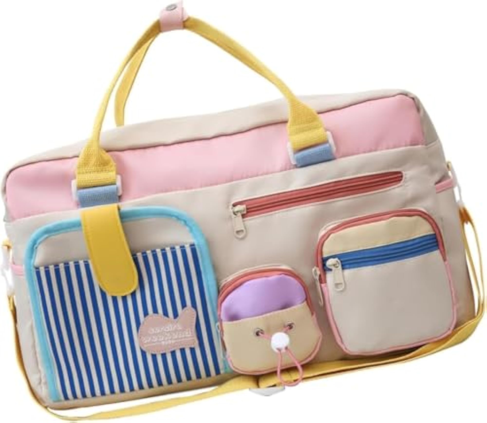 Multicolor Pastel Canvas Travel Duffle Bag