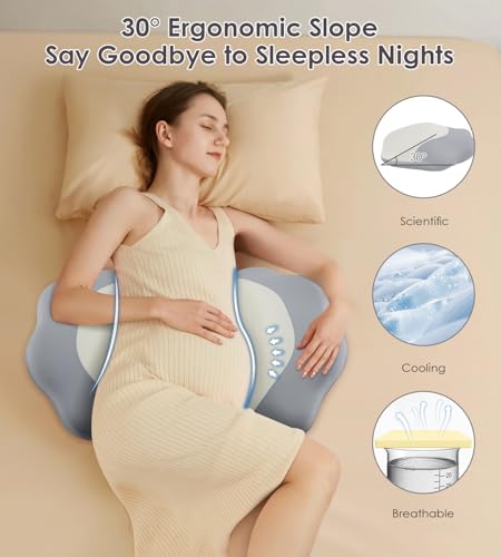 Image of DONAMA Memory Foam Pregnancy Pillow, Maternity Wedge Pillow for Back Belly HIPS Support, Adjustable Maternity Pillows for Pregnant Women, Side Sleeping Pregnant Pillows with Cooling Pillowcase