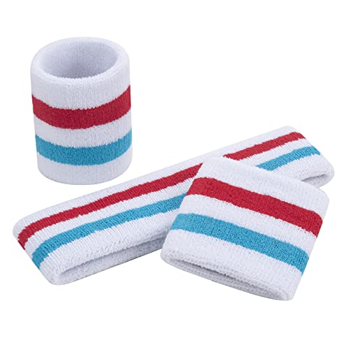 Image of ONUPGO Sweatband Set Sports Headband Wristband Set Sweatbands Terry Cloth Wristband Wrist Sweatband Headbands Moisture Wicking Sweat Absorbing Head Band