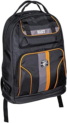 Klein Tools 55475 Tradesman Pro Tool Gear Backpack, Black With Orange/Gray, 17.5"