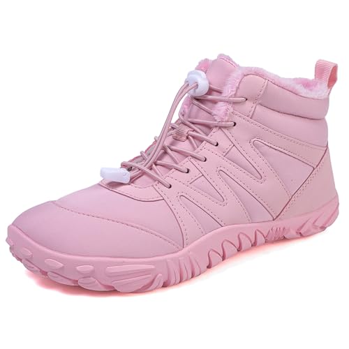 Image of Men's and Women's Barefoot Hiking Boots | Zero Drop Winter Snow Boots with Wide Toe Box | Slip-On Waterproof Ankle Booties | Minimalist Five-Finger Sneakers for Outdoor Hiking and Walking