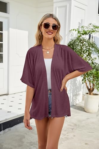 Image of Yekaty Lightweight Cardigans for Women Casual Summer Short Sleeve Cardigan Open Front Beach Coverups 2026
