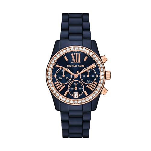 Michael Kors Women's Watch, Lexington Chronograph Blue Ceramic Watch for Women