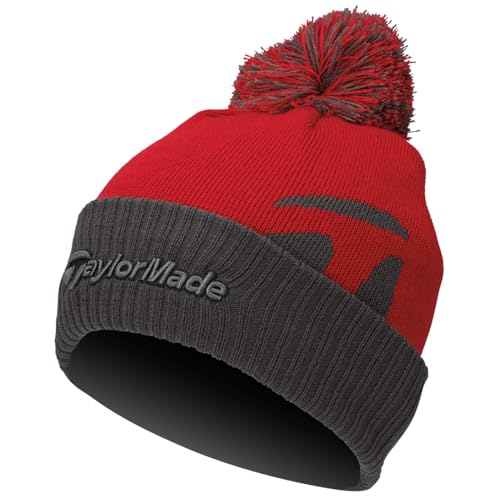 TaylorMade TM Bobble Beanie, 2024 Boina, Rosso, Talla única para Hombre