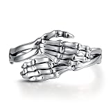 Mic Tai Hug Ring Sterling Silver Adjustable Vintage Punk Gothic Skeleton Hugging Hands Rings Inspira