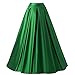 Produktbild Xiongfeng®Damen A-Linie Satin Maxi Vintage Rock Hohe Taille mit Taschen Grün,M