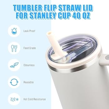 Gourde Stanley 2 Couvercles Anti-Fuites Pour Tasse 40oz - Avec Paille, Compatible Stanley, Rose, Réutilisable Paille Remplacement Tumbler