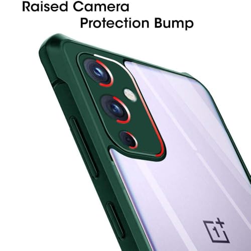 Image of WOW IMAGINE Shock Proof Clear Transparent Back Case Mobile Cover for 1+OnePlus 9 (Hard | Hybrid PC + TPU | Full Armour Device & Camera Protection | Camo Green)