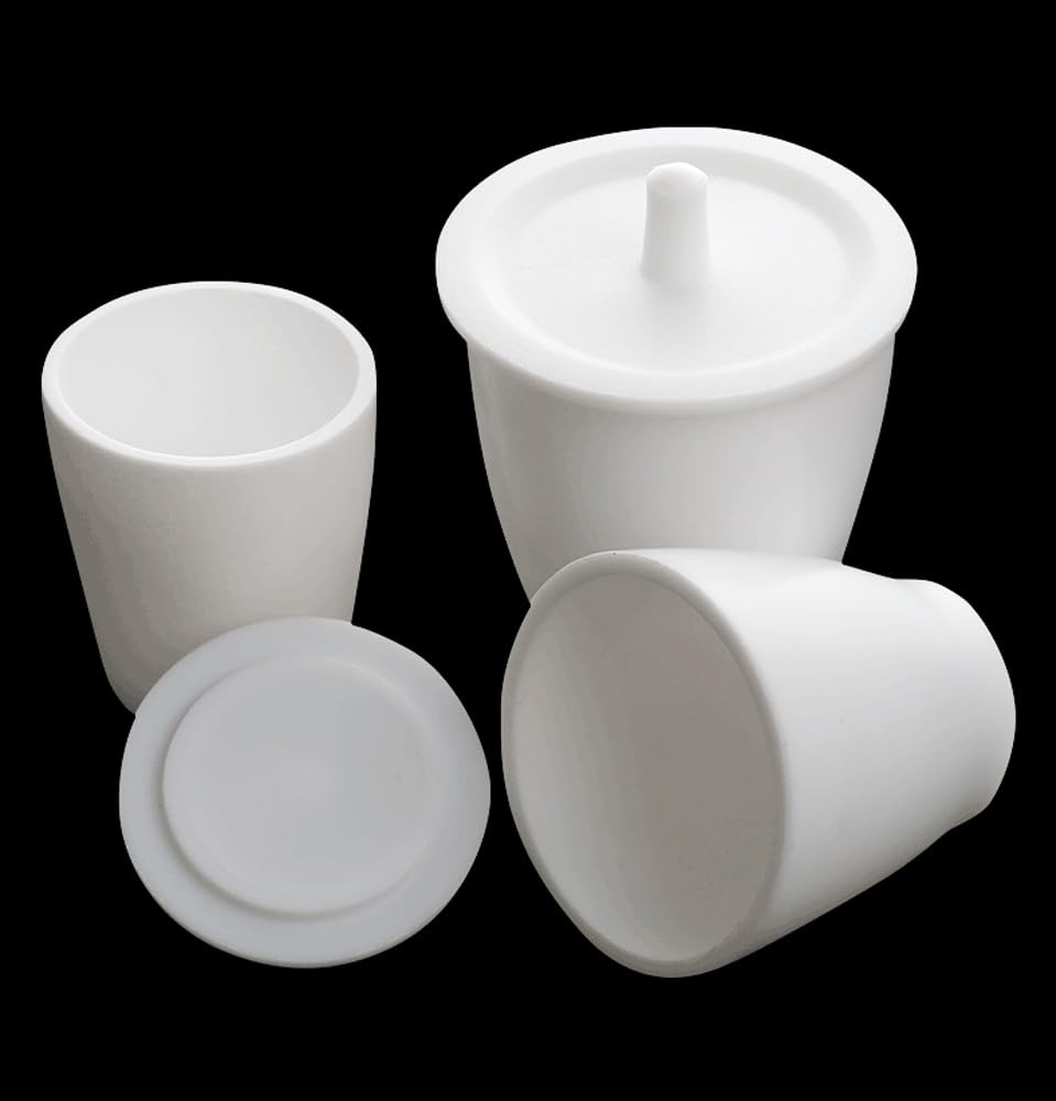 PTFE Cup Shape Crucible, Teflon Tetrafluoro Crucible with Lid, 20/25/30/50/100/250ml PTFE Cup, Acid, Alkali and High Temperature Resistance, for Lab Research (PTFE, with Lid, 150mL)