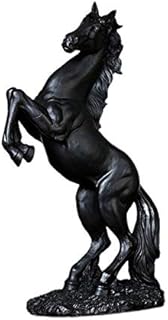 Fenteer Resin Statue Resin Jumping Stallion Sculpture for Home Decor Animal Ornament Table Decoration, Black