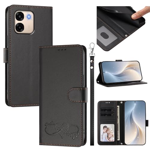Jiajihua Cover Compatible with Oppo A6T Pro / A6 Pro Phone Case【Card Cash Slot Wallet Design Flip Kickstand Drop Protection】 Black