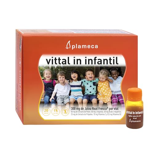 PLAMECA Vittal In Infantil Jalea Real Defensas, Cansancio y Fatiga, Jalea Real, con sabor Frutos del Bosque, 20 Viales de 10 ml