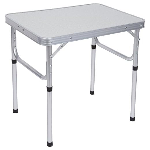 Trademark Innovations Aluminum Adjustable Portable Folding Camp Table With Carry Handle