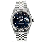 Rolex Men's Datejust 16014 Jubilee Band Blue Stick Dial 18k Gold Fluted Bezel (Certified Preowned)