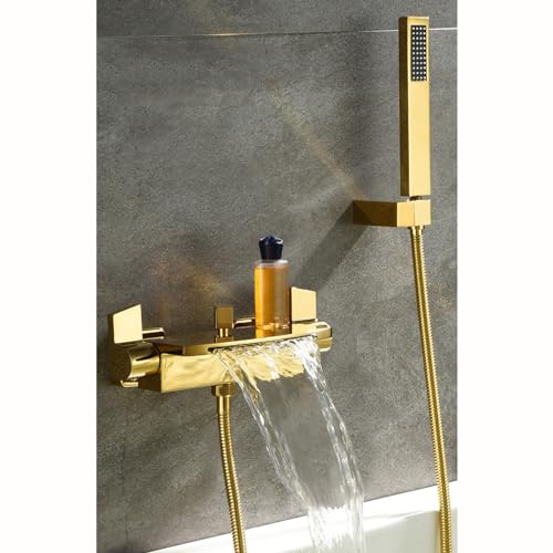 Mitigeur de baignoire cascade doré au design mural chic - 6