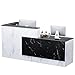 Easilywinlife 70.87IN Modern Wooden Commercial L Shaped Reception Desk with Counter, Lockable Drawers, Door Cabinet, Front Desk for Checkout, Lobby, Beauty Salon, Black and White, Right Cabinet
