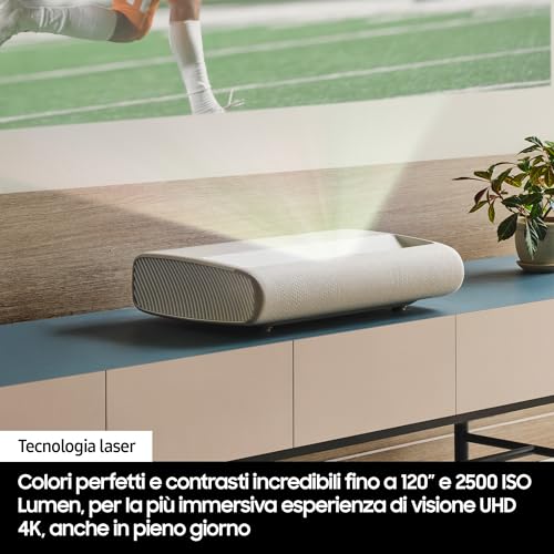 Samsung Proiettore 4K Uhd The Premiere LSPU7, Tecnologia Laser 4K, 2500 Iso Lumen, Proiezione A Raggio Ultra-Corto, Filmmaker Mode, Suono Potente 2.2 Canali Da 30 Watt, Colore Warm White - 3