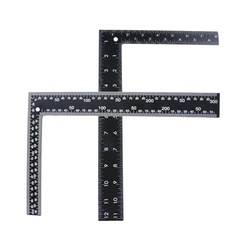 Mtsooning 2PCS Metal L Square Ruler,90 Degree Right Angle Metric and Inches Ruler, 8 x 12inch Double Sided Ruler, Steel Tempered Measuring Tool for Carpenter Framing DIY Leather Handmade Sewing