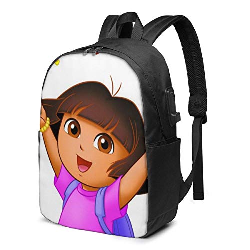 Lsjuee Dora Explorer Mochila USB de 17 Pulgadas Unisex para portátil de Viaje  Resistente