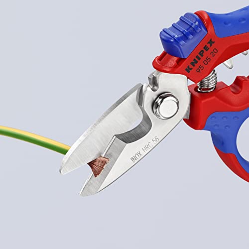 KNIPEX Narzędzia ze stali nierdzewnej 95 05 20 amerykańskie nożyce kątowe dla elektryków, 6-1/10.2 cm, czerwone/niebieskie