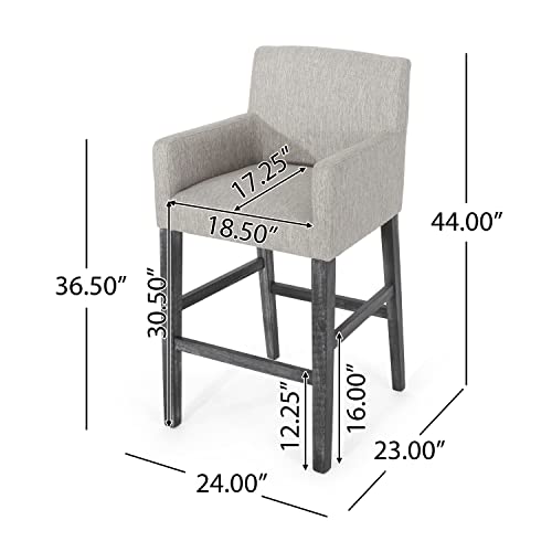 Merax 30.5" Fabric Upholstered Solid Wood Counter Stools with Backrest and Armrests,Set of 2,Classic Barstools by Merax - Used condition - Image 2