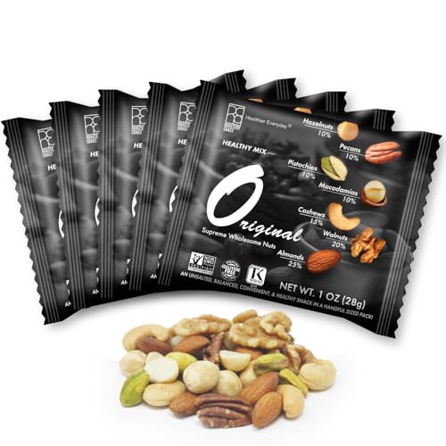 Roastery Coast - Daily Nuts Original Mixed Nuts | Mixed Nuts Packs | Individually wrapped snacks | Unsalted | Nut Snacks | No peanuts | Deluxe assorted snack (22 Packs)