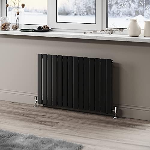 ELEGANT Black Double Panel Radiator 1800 x 408 mm Modern Flat Panel Column Designer Radiator Slim Radiator Tall Upright Central Heating Rad