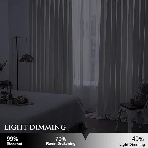Image of StangH Bleach White Velvet Curtains 102 Inches Long for Dining Room, Extra Long Soft Drapes for Patio Door, Thermal Insulated Window Treatment, W52 x L102, 2 Panels