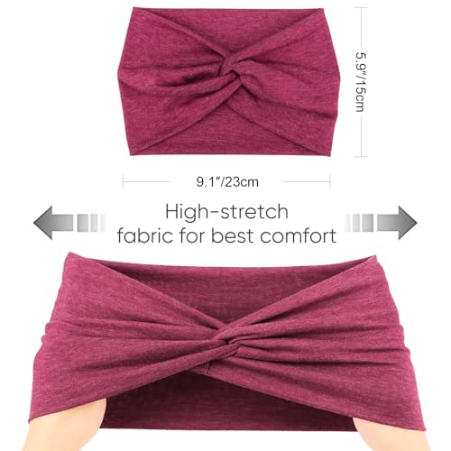 Image of DRESHOW 6 Pack Extra Wide Headbands for Women Large Turban Headband Boho Head Wrap Elastic Hairbands Hair Twisted Knot Hair Accessories