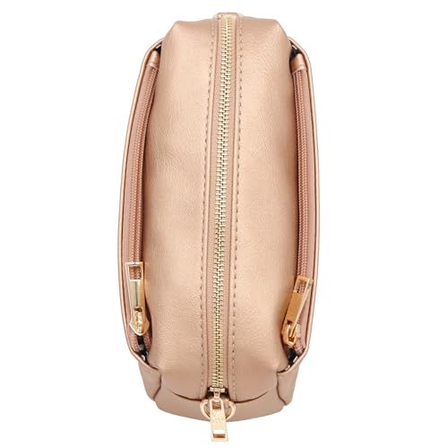 FashionPuzzle Triple Zip Small Crossbody Bag (Rose Gold) - Thumbnail 4