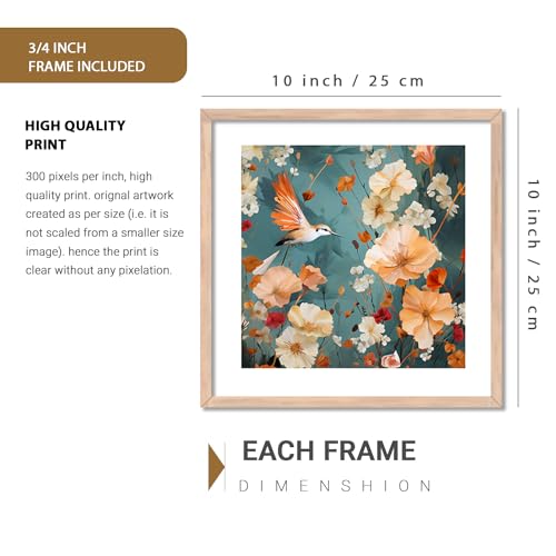 Image of kotart - Birds wall art home decor frames for wall hanging, living room, office | Floral art for home decoration Set of 2 (F)