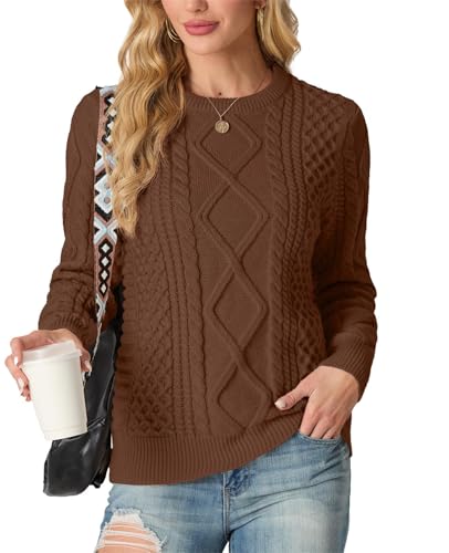 Image of GRECERELLE 2026 Womens Fall Winter Long Sleeve Casual Pullover Sweater Tops | Crewneck, Cable Knit, Chunky, Vintage Style, Anti-static(XS-2XL)