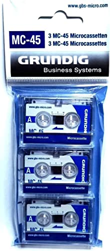 Cassettes Grundig Micro MC-45 pack de 3 bandes de dictée vocale 45 min pour magnétophone