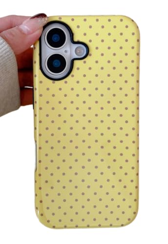Coque iPhone 16 Plus antichoc silicone rigide protection motifs pois jaune
