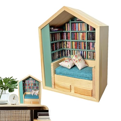 Kit per libri in miniatura, fatto a mano, casetta per adulti, decorazione in legno, per biblioteca, crea il tuo mondo con un affascinante kit di libri per adulti