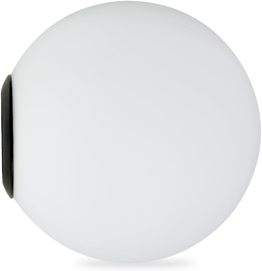 2 Pack Matte Opal Glass Globe Lampshades with Black Metal Rings, Replacement Light Shades for Wall Sconces and Pendant Lights