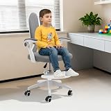 Zalydala Krzesło biurowe dla dzieci, krzesło na biurko dla dzieci, z regulowaną wysokością i podnóżkiem, ergonomiczne krzesło edukacyjne, nośność 100 kg, 5 kółek, do pokoju dziecięcego i biura (kolor
