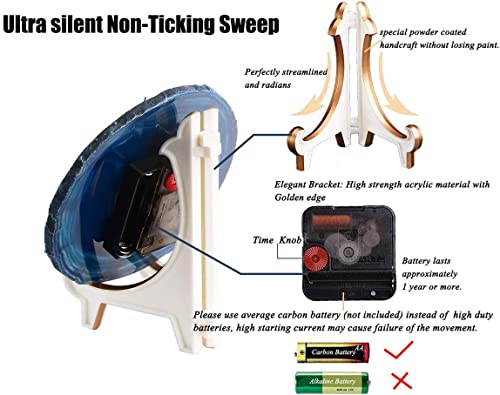 Jic Gem Agate Clock Crystal Desk & Shelf Clocks Home Decor (Blue) #TOP3