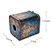 QIELIZI Tissue Box Cover,PU Leather Magnetic Closure Tissues Cube Box Cover for Bathroom Vanity Countertops, Bedroom Dressers, Night Stands, Desks and Tables(Vintage Map)