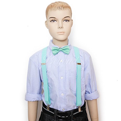 Toddler Kids Boys Girls Child Suspender Bow Tie (Teal)