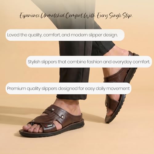 Image of Poddar PU Slippers for Men | Premium Daily Use Footwear | Comfortable Soft Sole Anti-Skid Sandals | Stylish Lightweight Casual Chappal for Office, Home & Outdoor Use