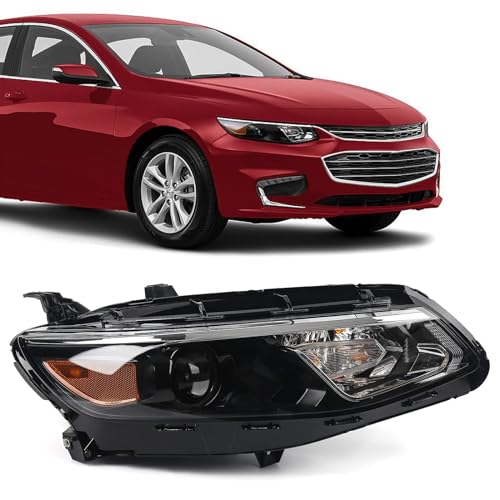 FIONE Headlight Assembly for Chevy Malibu Projector 2016-2018 Replacement Halogen Headlamp Right Passenger Side 84585120 GM2503426