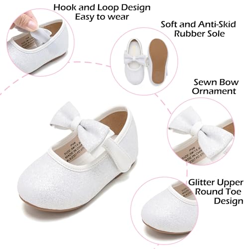 Image of PHIRAMIN Toddler Flower Girl Dress Shoes - Little Girl Mary Janes Flats Wedding